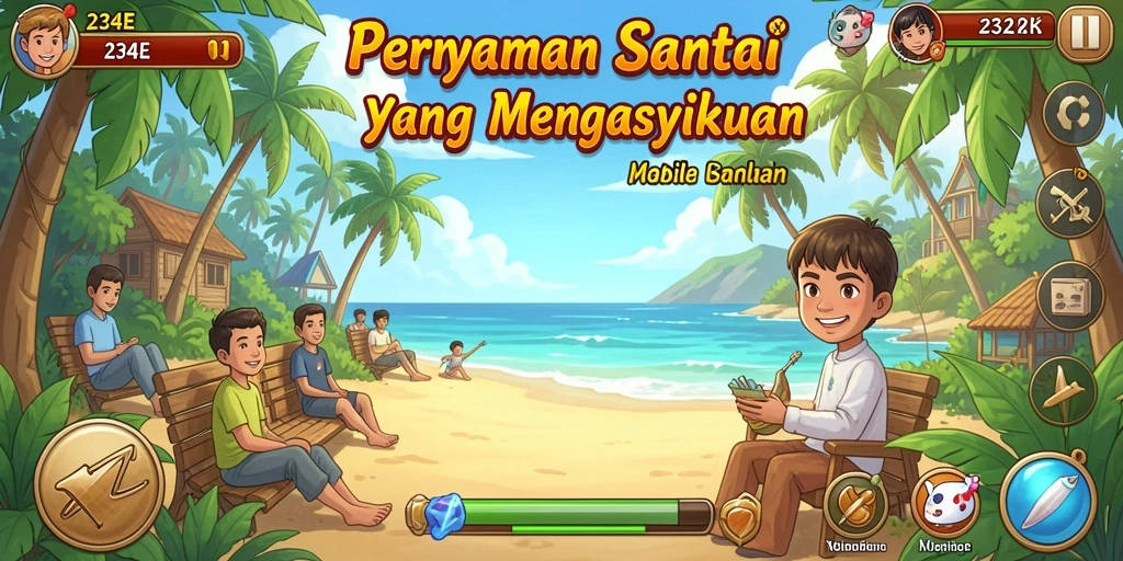 Screenshot gameplay 234E menampilkan karakter lucu dan level yang penuh warna.