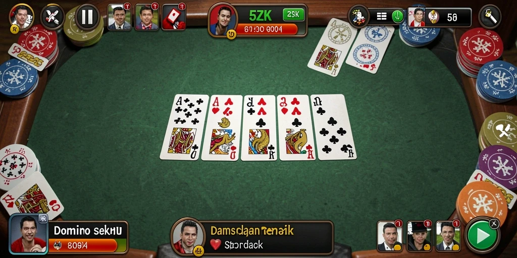 Screenshot gameplay 5ZK yang mendebarkan dalam permainan Domino.