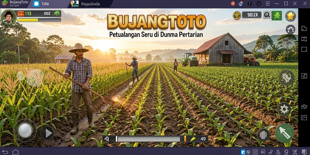 Screenshot menampilkan kebun indah dalam gameplay BUJANGTOTO.