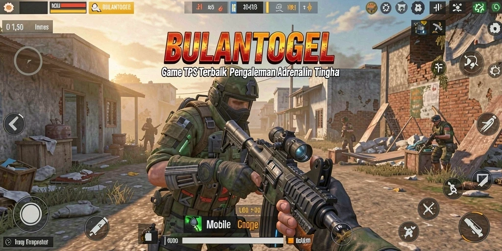 Tampilan gameplay BULANTOGEL dengan aksi TPS yang intens.