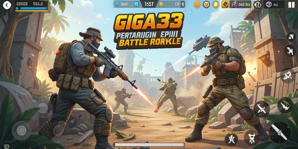 Gameplay seru GIGA33 dalam pertarungan Battle Royale.