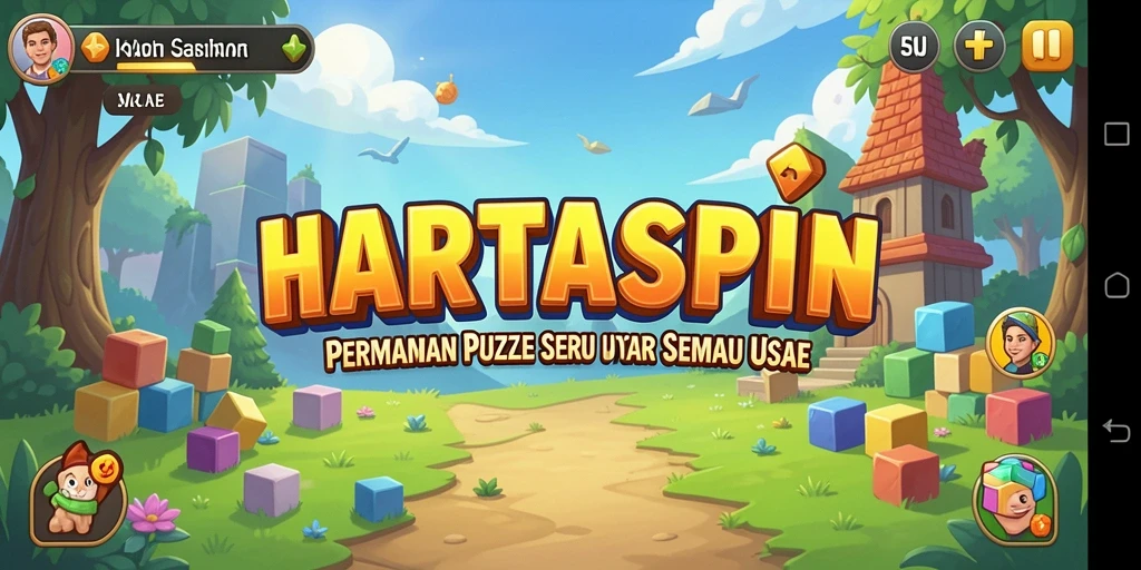 Tampilan seru gameplay HARTASPIN dengan berbagai teka-teki menantang.