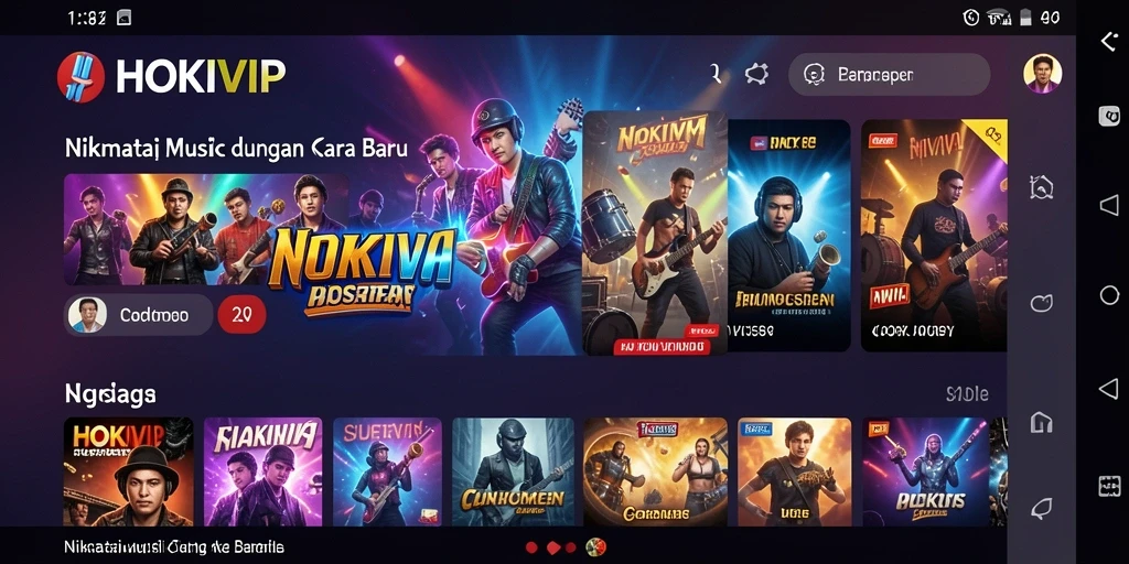 Tangkapan layar utama HOKIVIP menampilkan antarmuka permainan musik yang menarik.