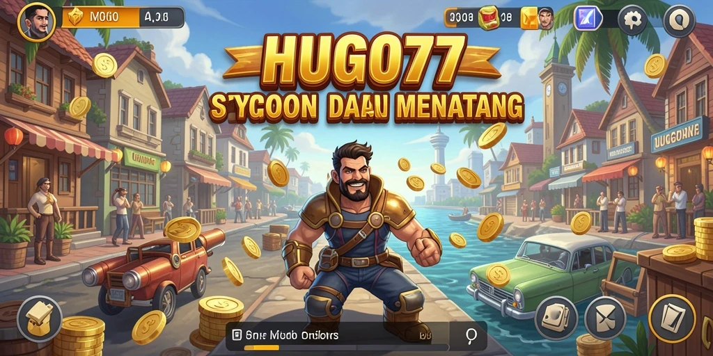 Tangkapan layar menampilkan antarmuka HUGO77 dengan gameplay menarik.