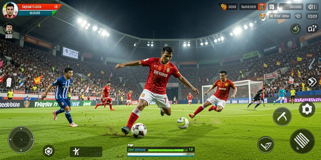 Tampilan gameplay ID098 yang menegangkan di lapangan sepak bola.