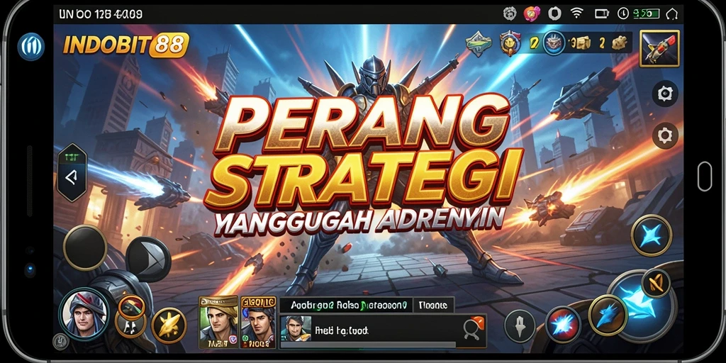 Tangkapan layar gameplay INDOBIT88 menampilkan pertempuran strategi yang intens.