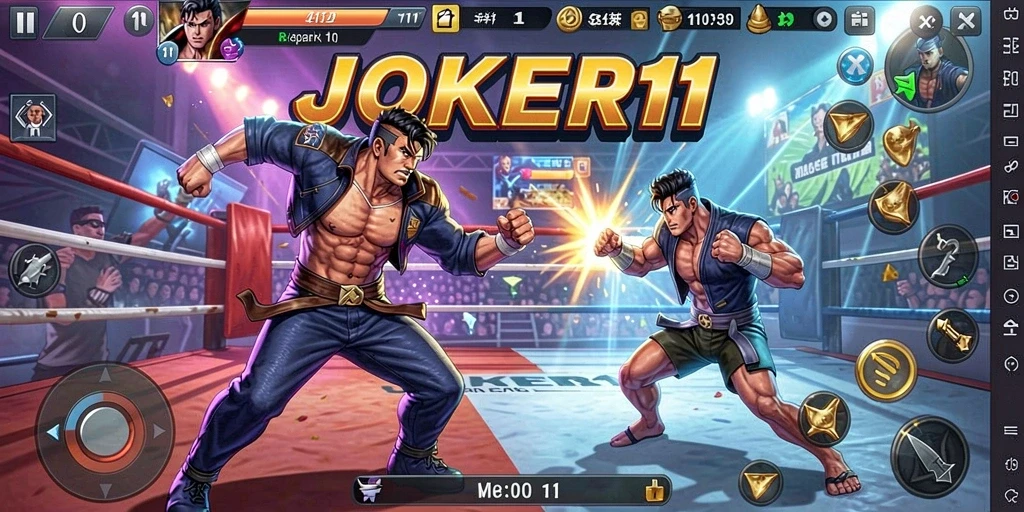 Tangkapan layar utama menampilkan aksi spektakuler pertarungan di JOKER11.
