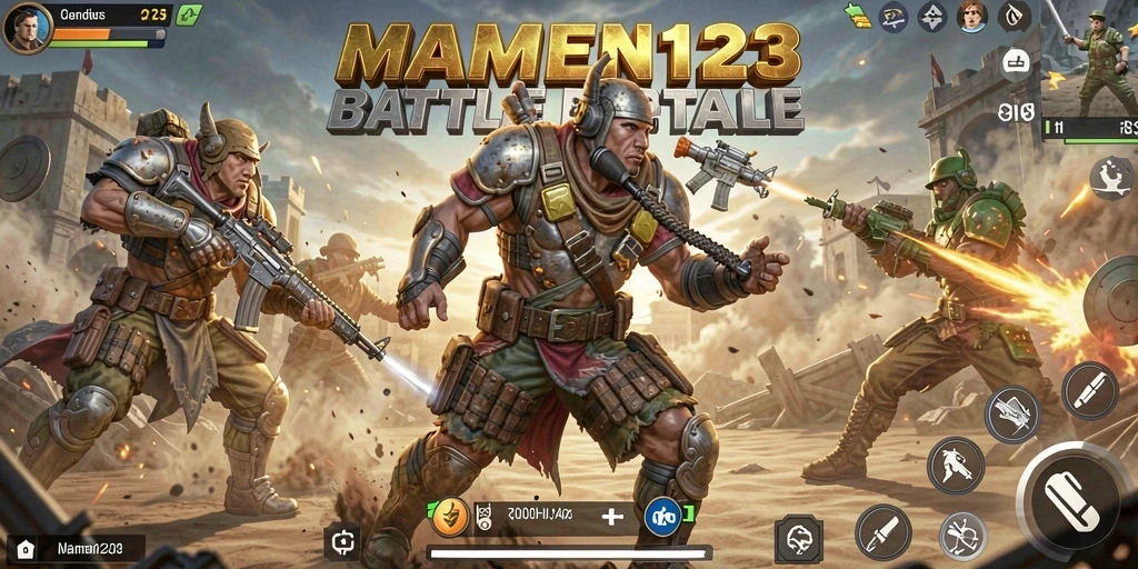Tampilan seru gameplay MAMEN123 dalam pertarungan Battle Royale.