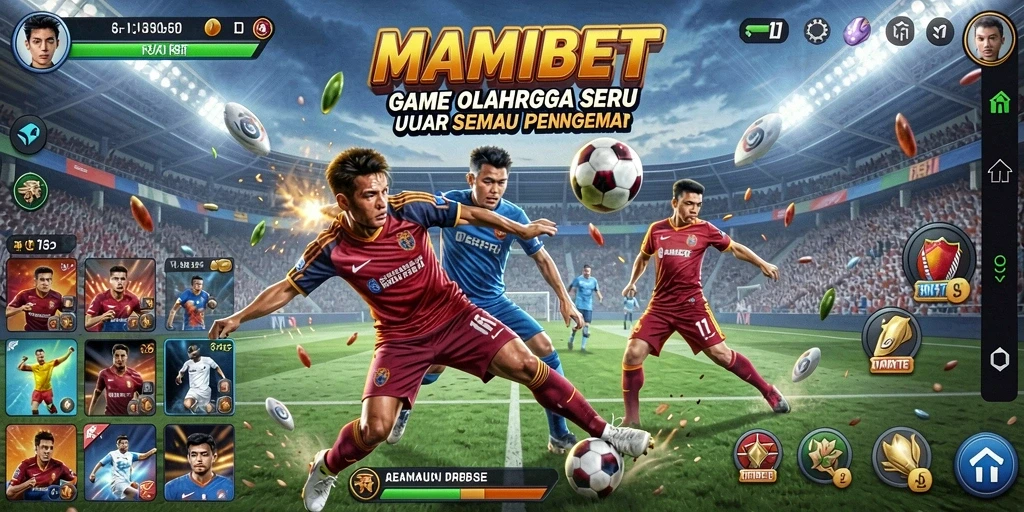 Tampilan utama MAMIBET menunjukkan aksi pertandingan olahraga yang mendebarkan.