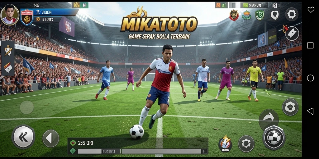 Gameplay MIKATOTO yang intens dan mendebarkan dengan aksi sepak bola nyata.