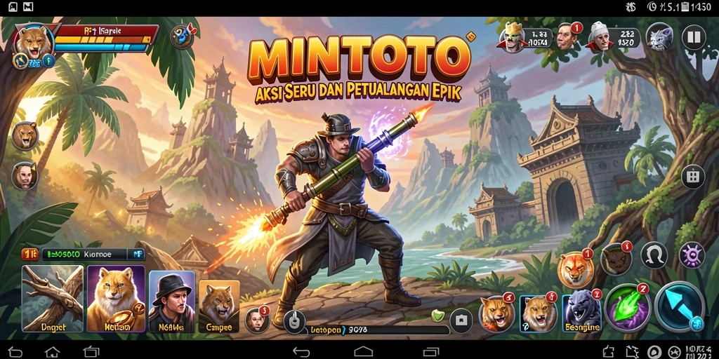 Gameplay seru MINTOTO dengan karakter aksi penuh adrenalin.