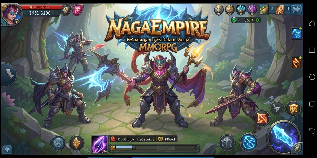 Tampilan gameplay menarik di NAGAEMPIRE dengan karakter beraksi di medan perang.