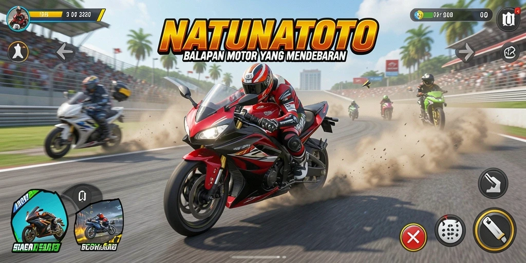 Gameplay seru balapan motor NATUNATOTO dengan grafik memukau.