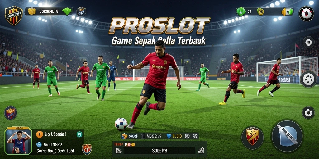 Screenshot dari gameplay PROSLOT yang penuh aksi dan strategi sepak bola.