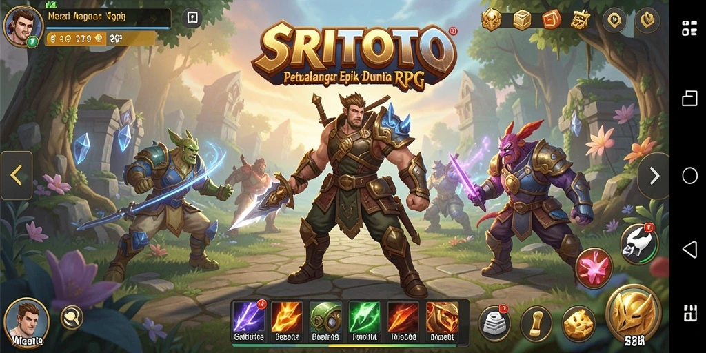 Screenshot gameplay SRITOTO dengan grafik menakjubkan dan aksi RPG yang seru.