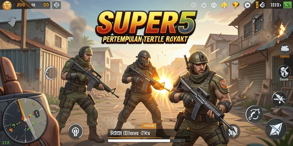Tampilan mendebarkan dari gameplay pertempuran di SUPER5.