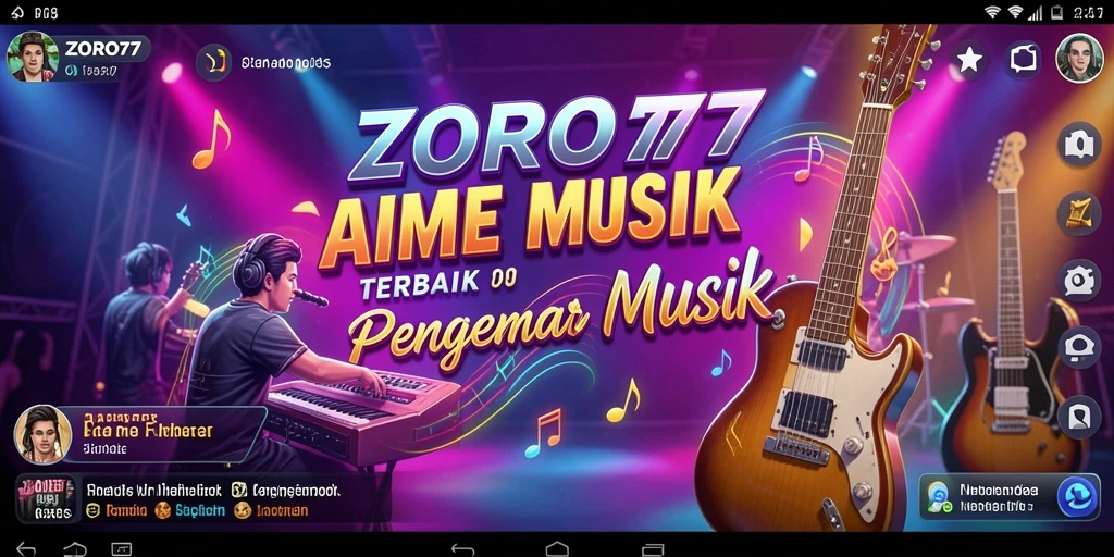 Screenshot utama ZORO77 menampilkan pengguna yang sedang bernyanyi dengan antusias.